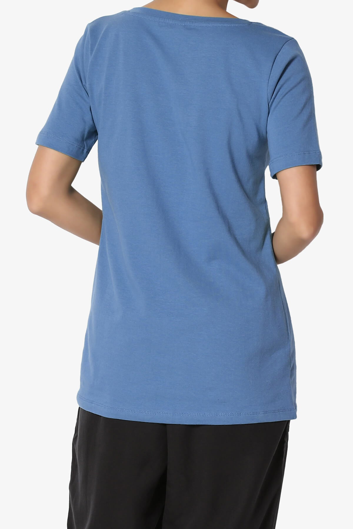 Elora V-Neck Short Sleeve T-Shirt BLUE MIST_2
