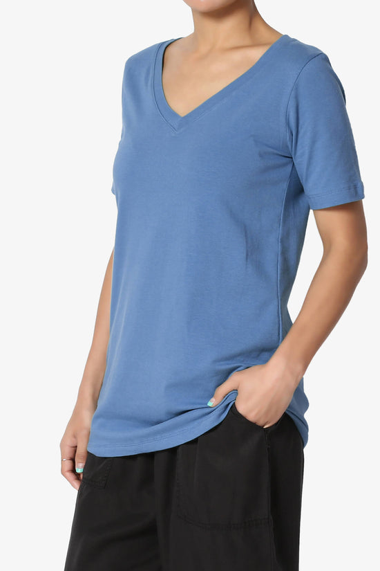 Elora V-Neck Short Sleeve T-Shirt BLUE MIST_3