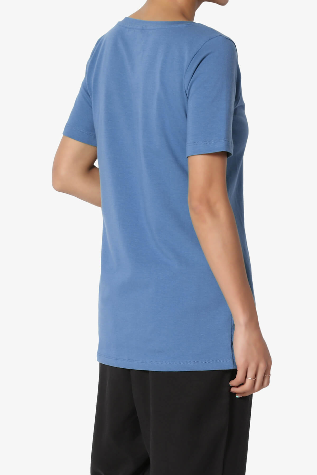 Elora V-Neck Short Sleeve T-Shirt BLUE MIST_4