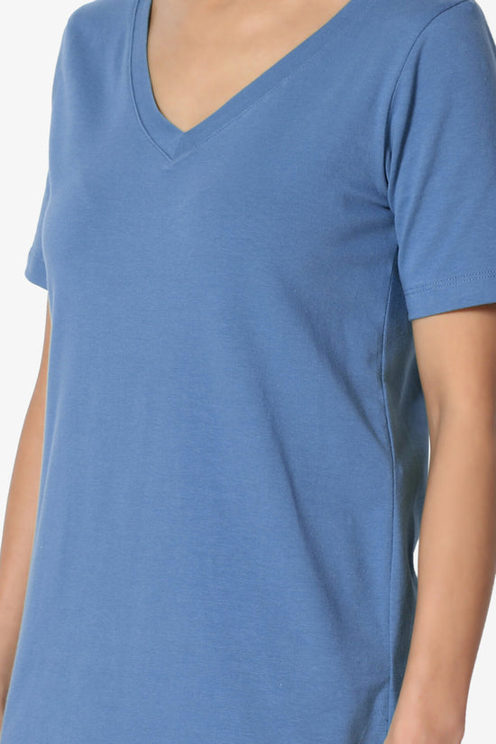 Elora V-Neck Short Sleeve T-Shirt BLUE MIST_5