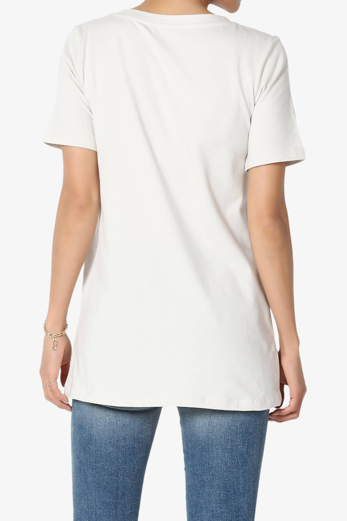 Elora V-Neck Short Sleeve T-Shirt BONE_2
