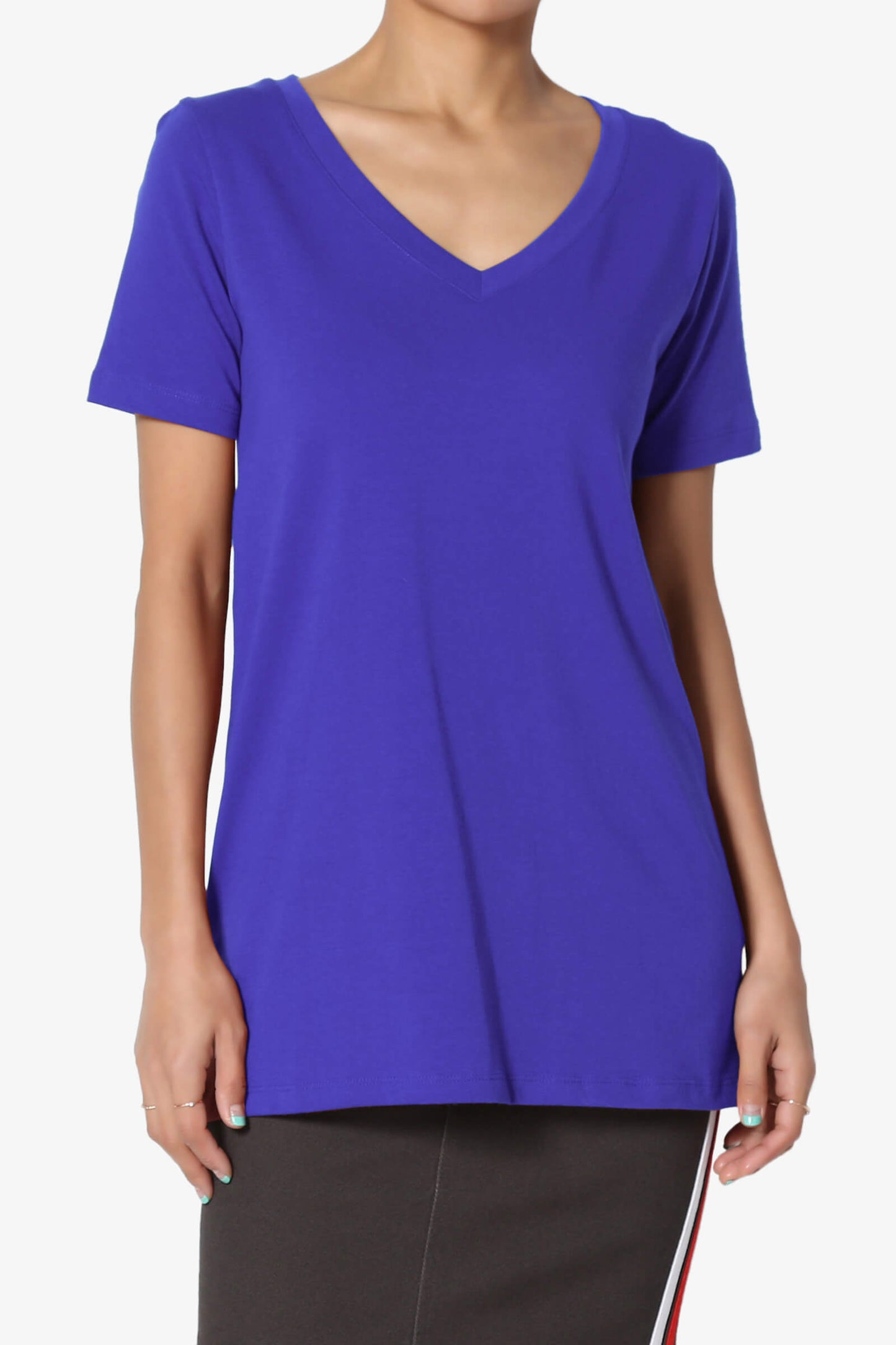 Elora V-Neck Short Sleeve T-Shirt BRIGHT BLUE_1