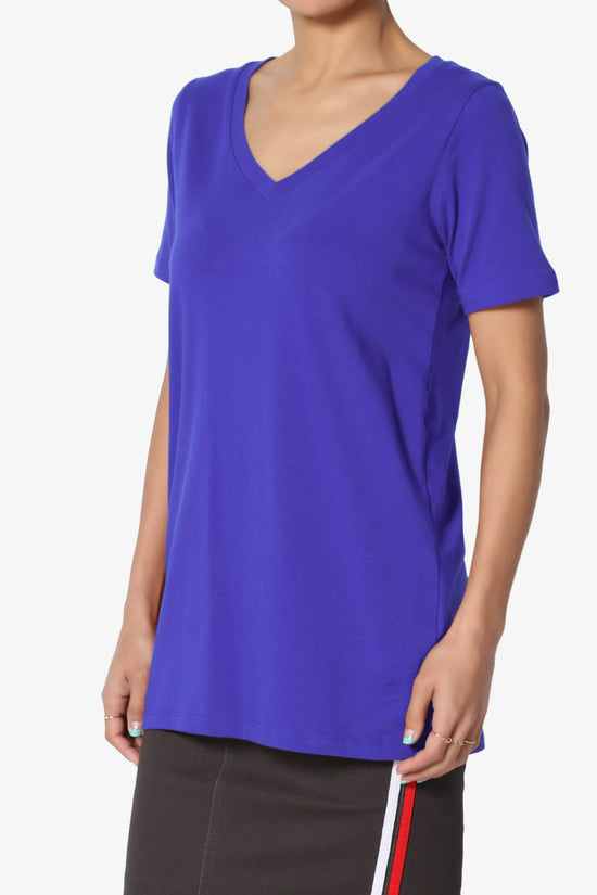 Load image into Gallery viewer, Elora V-Neck Short Sleeve T-Shirt BRIGHT BLUE_3
