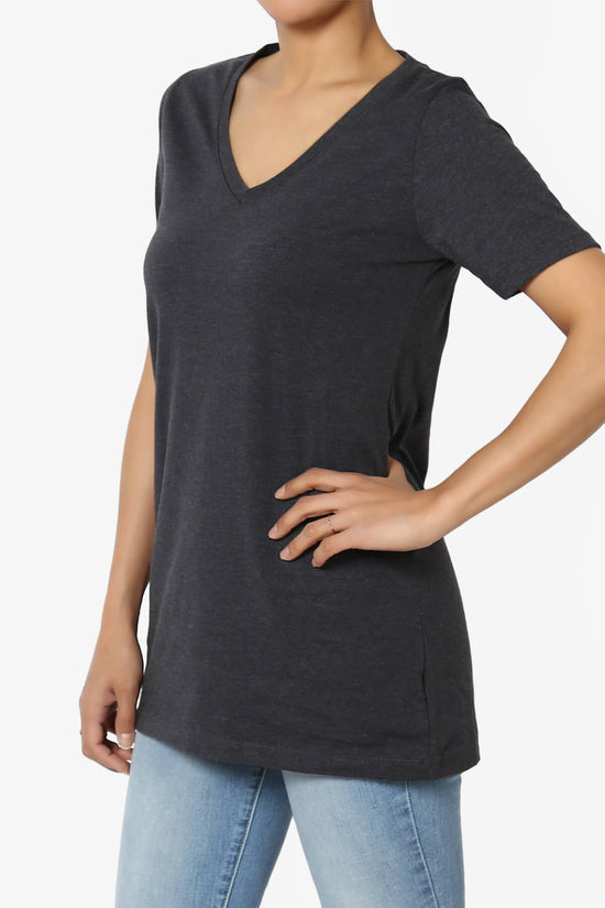 Elora V-Neck Short Sleeve T-Shirt CHARCOAL_3