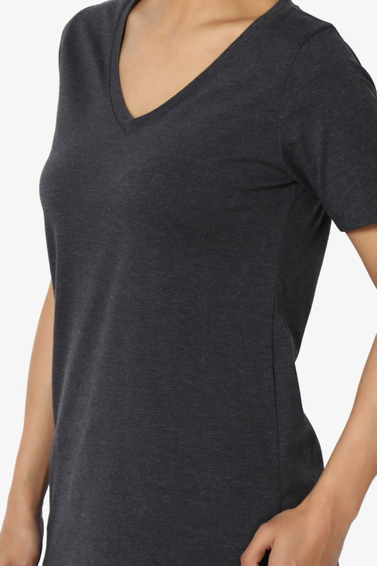 Elora V-Neck Short Sleeve T-Shirt CHARCOAL_5