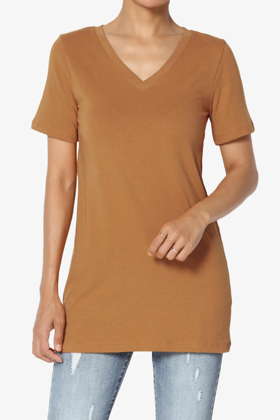 Load image into Gallery viewer, Elora V-Neck Short Sleeve T-Shirt COFFEE_1
