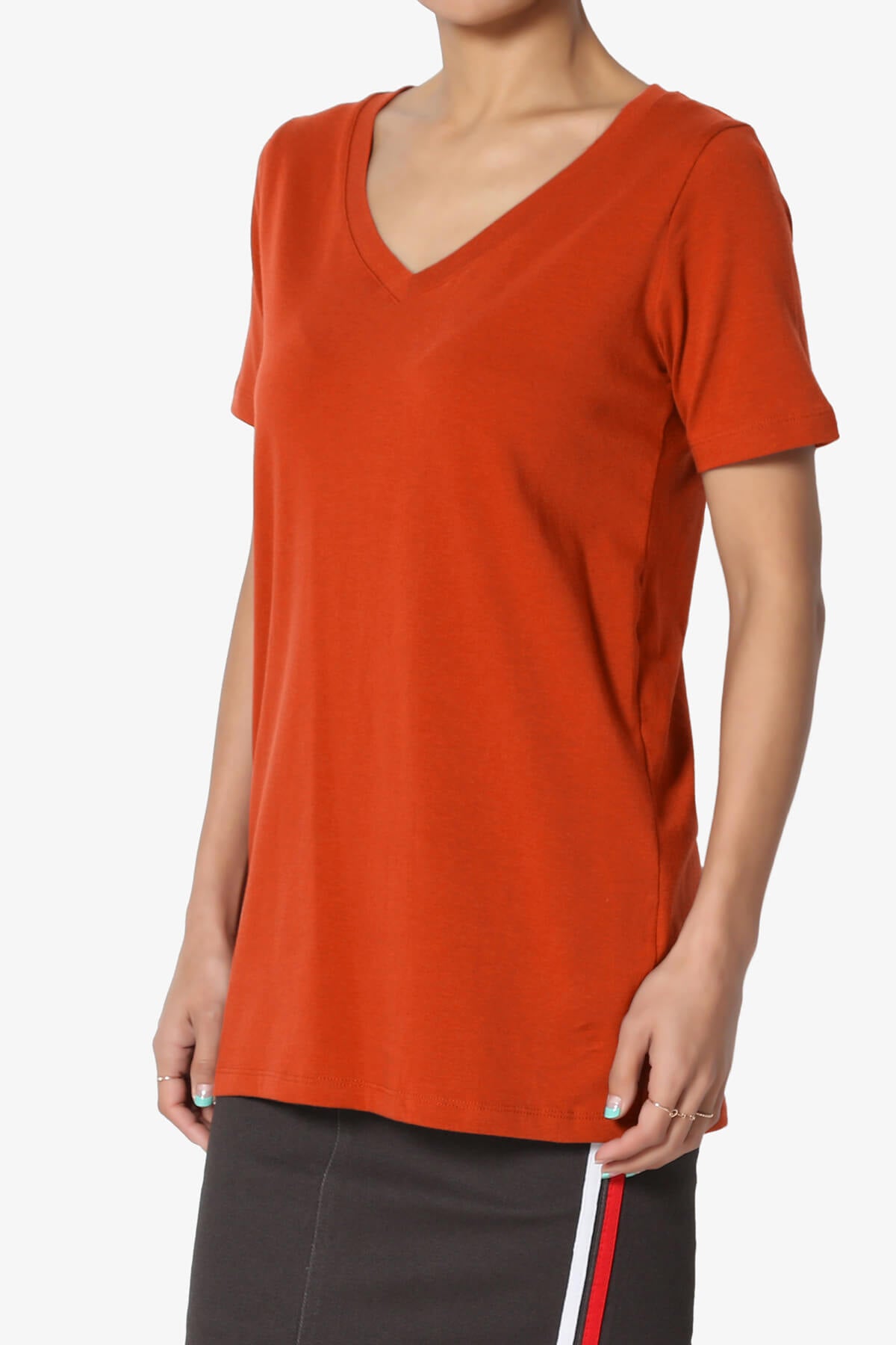 Elora V-Neck Short Sleeve T-Shirt COPPER_3