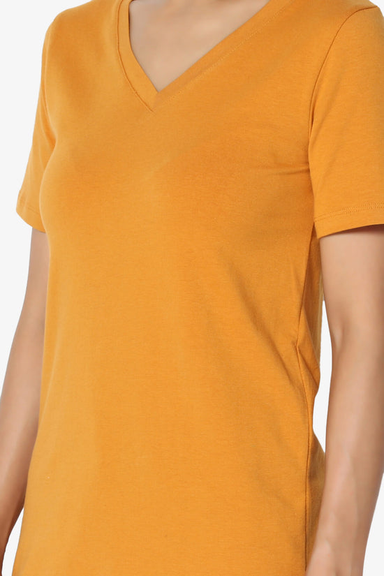 Elora V-Neck Short Sleeve T-Shirt D. MUSTARD_5