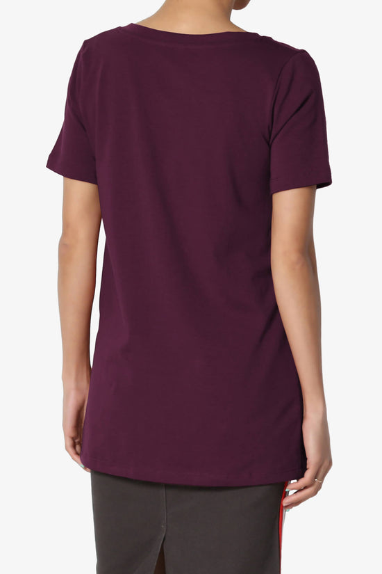 Elora V-Neck Short Sleeve T-Shirt DARK PLUM_2