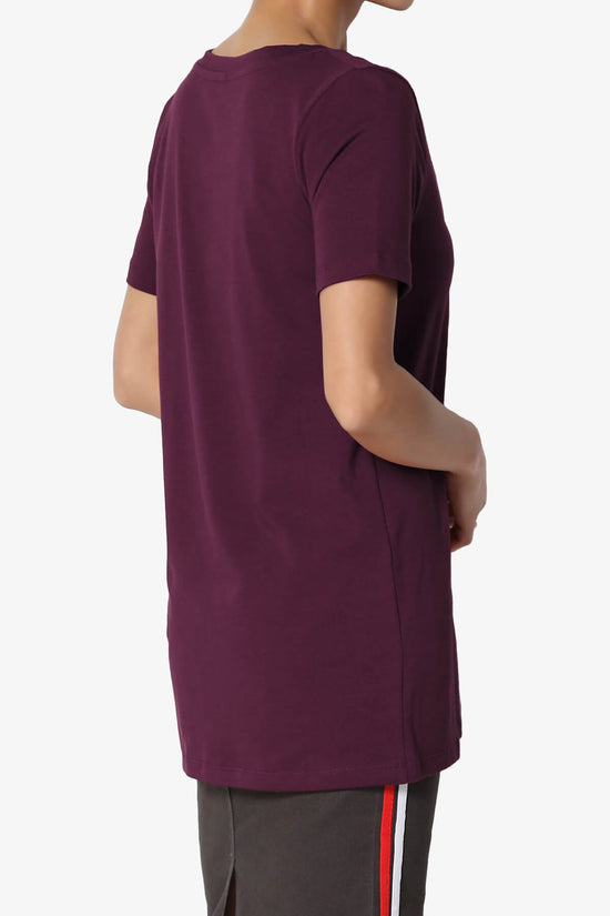 Elora V-Neck Short Sleeve T-Shirt DARK PLUM_4