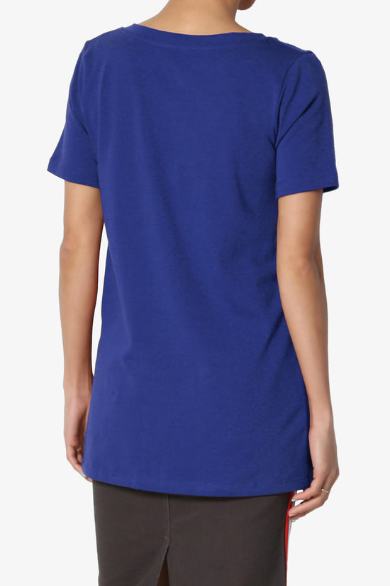 Elora V-Neck Short Sleeve T-Shirt DENIM BLUE_2