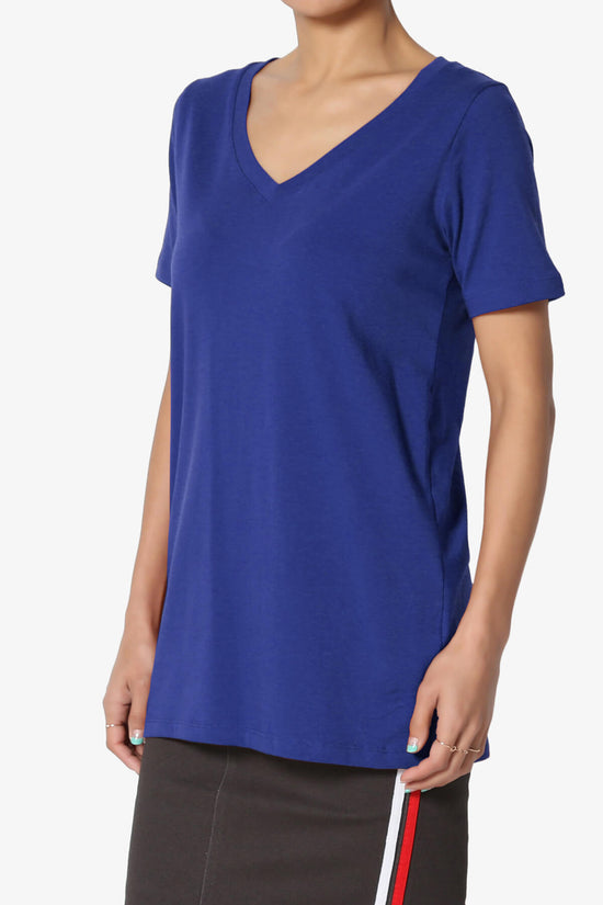 Elora V-Neck Short Sleeve T-Shirt DENIM BLUE_3