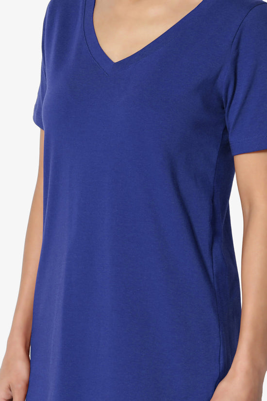 Elora V-Neck Short Sleeve T-Shirt DENIM BLUE_5