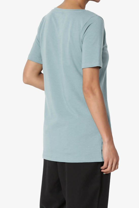Elora V-Neck Short Sleeve T-Shirt DUSTY BLUE_4