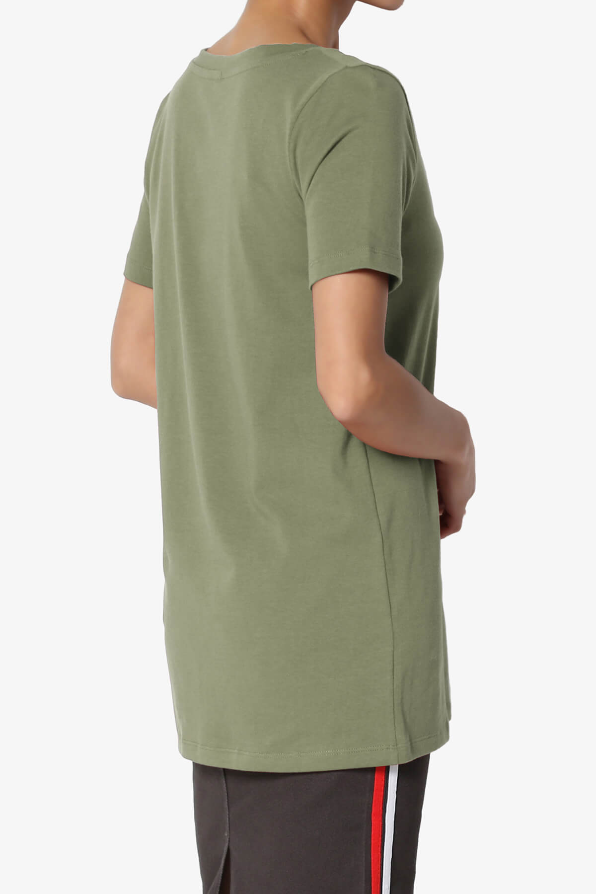 Elora V-Neck Short Sleeve T-Shirt DUSTY OLIVE_4