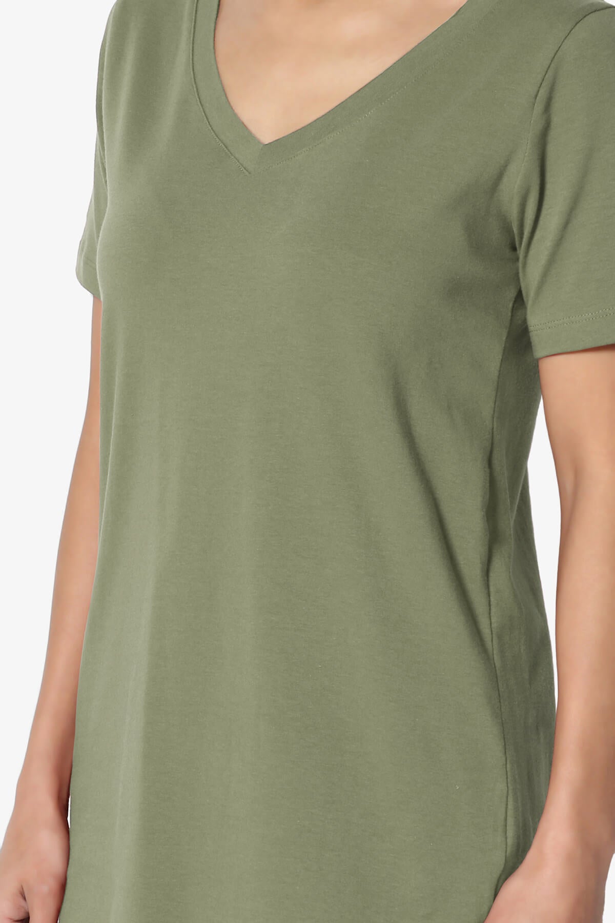 Elora V-Neck Short Sleeve T-Shirt DUSTY OLIVE_5