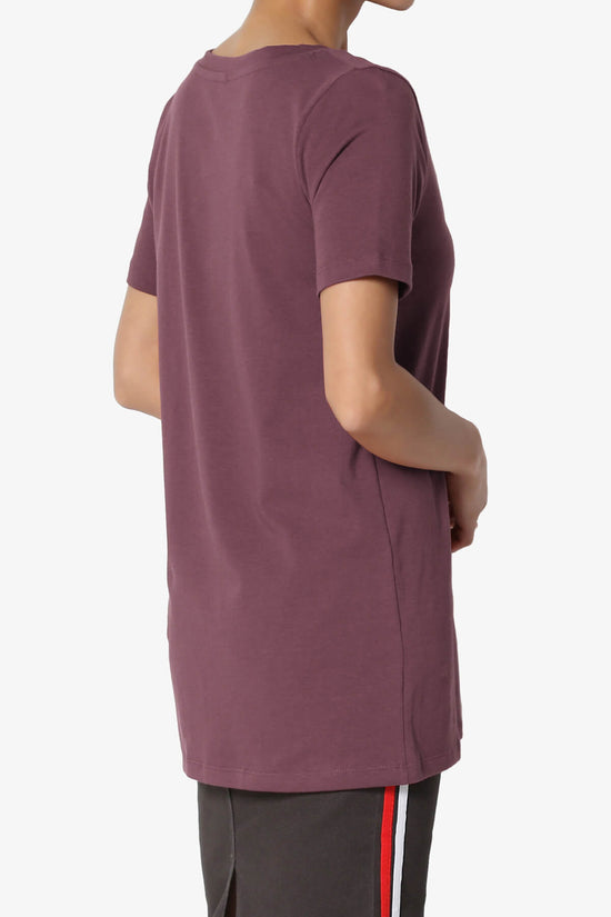 Elora V-Neck Short Sleeve T-Shirt DUSTY PLUM_4