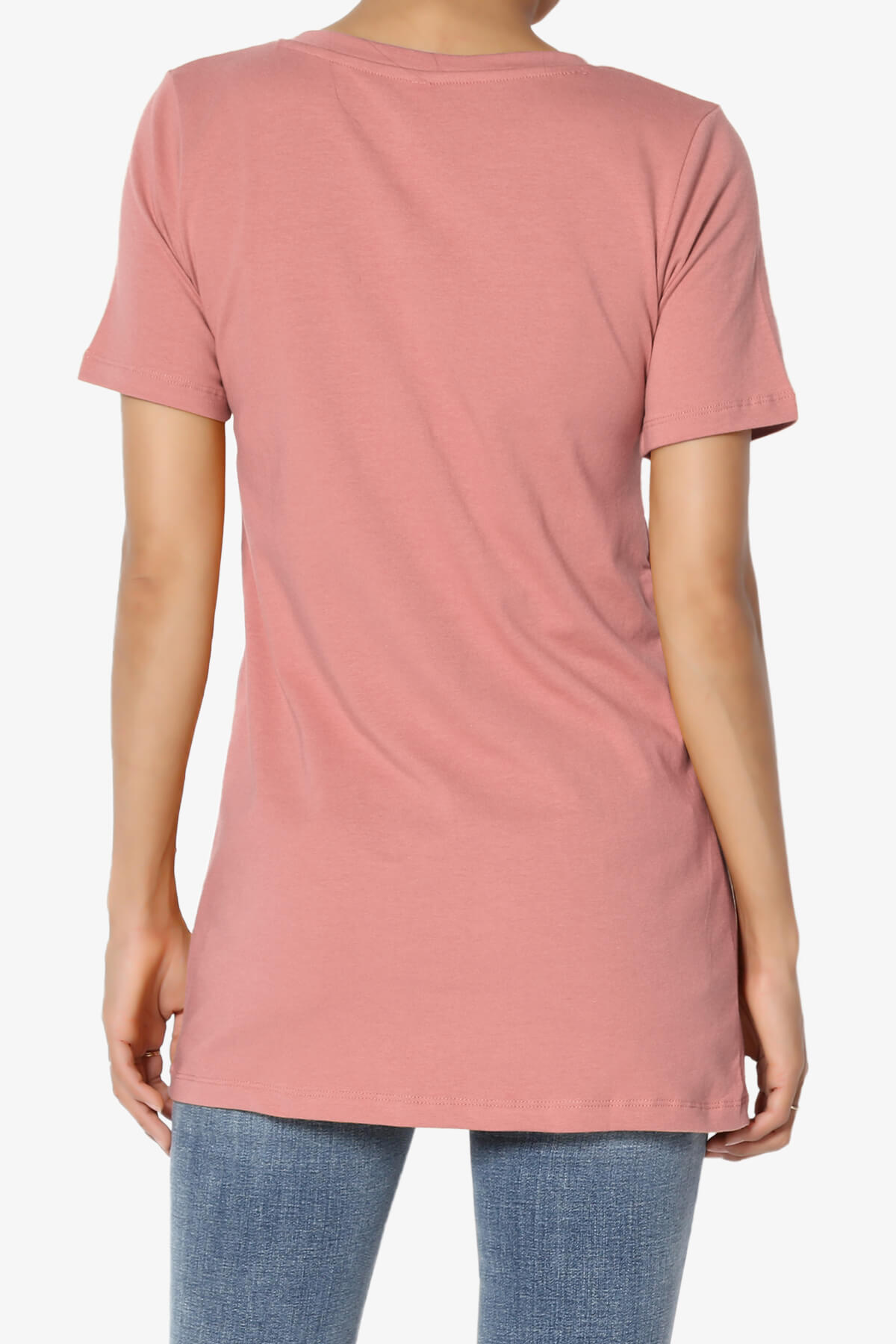 Elora V-Neck Short Sleeve T-Shirt DUSTY ROSE_2