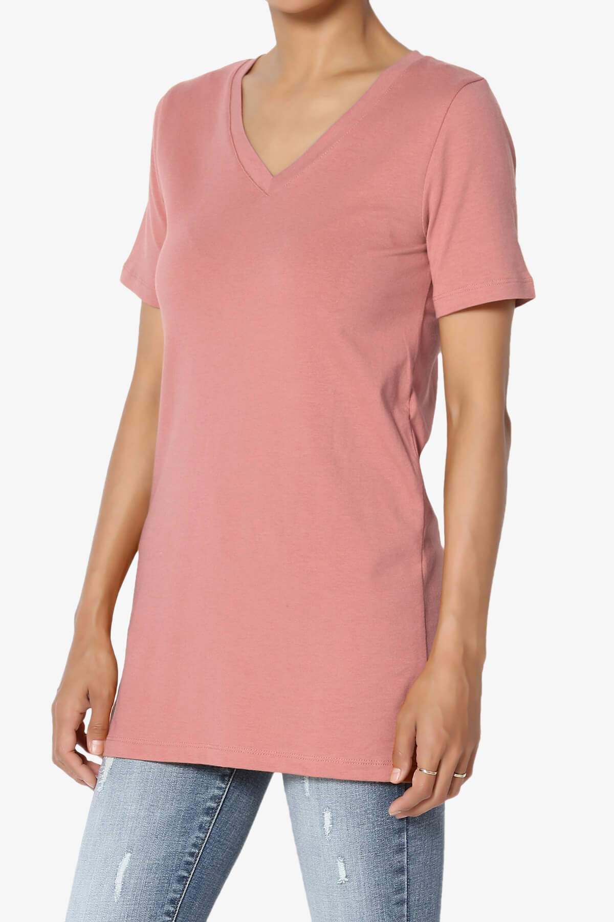 Elora V-Neck Short Sleeve T-Shirt DUSTY ROSE_3