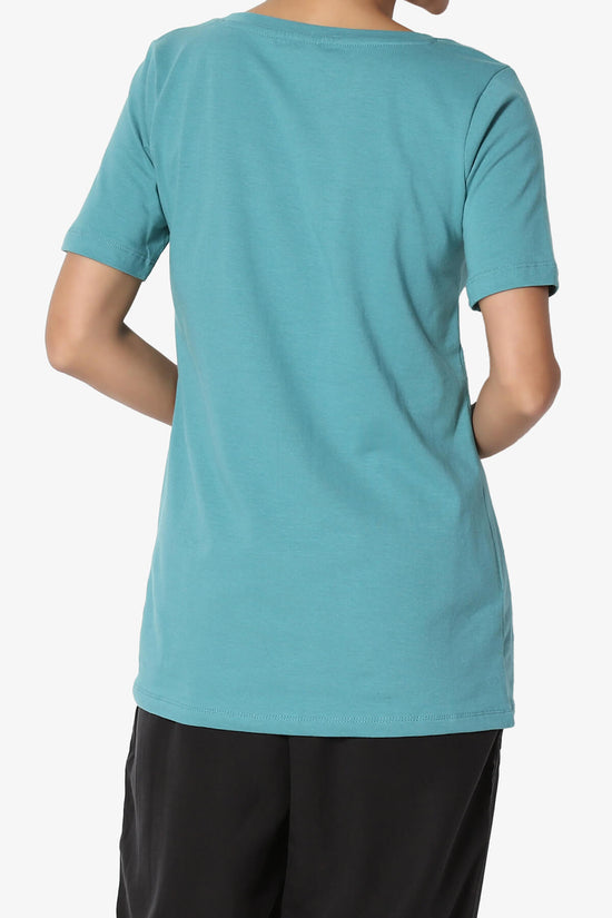 Elora V-Neck Short Sleeve T-Shirt DUSTY TEAL_2