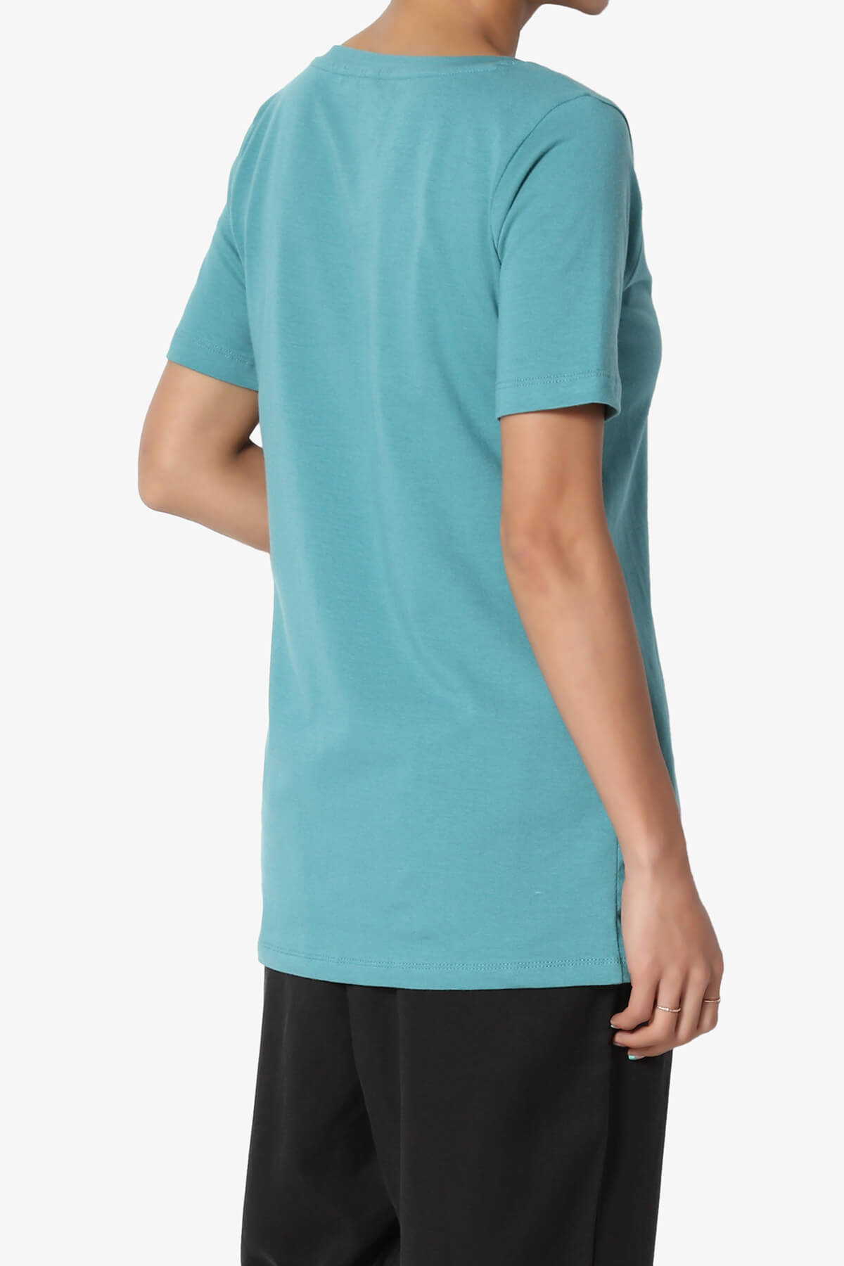 Elora V-Neck Short Sleeve T-Shirt DUSTY TEAL_4