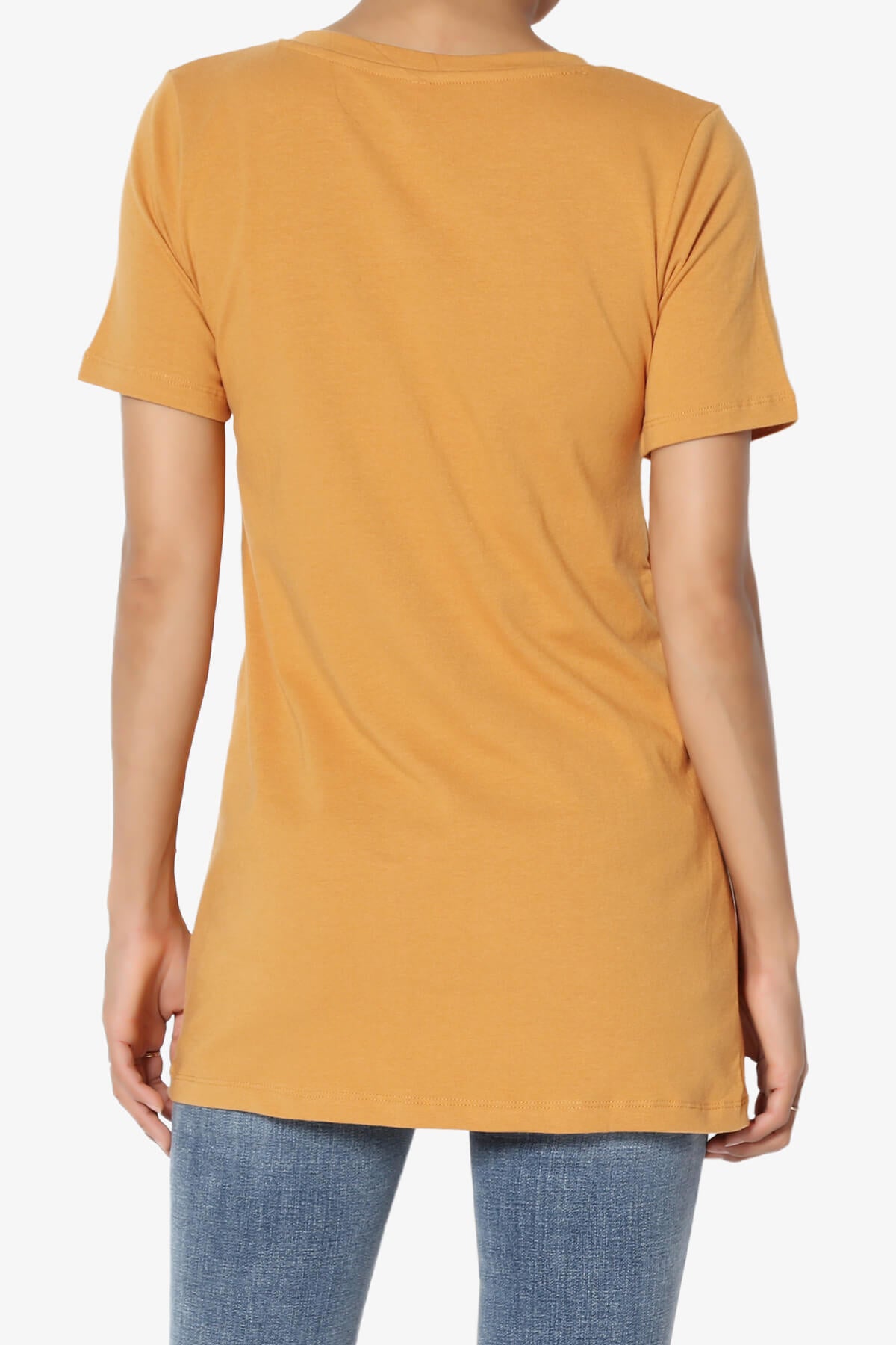 Elora V-Neck Short Sleeve T-Shirt GOLDEN MUSTARD_2