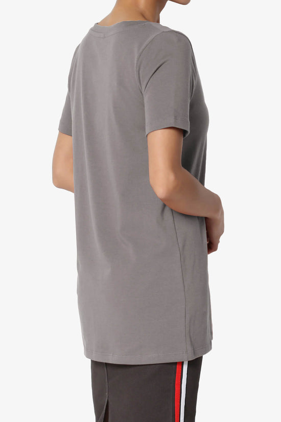 Elora V-Neck Short Sleeve T-Shirt GREY_4