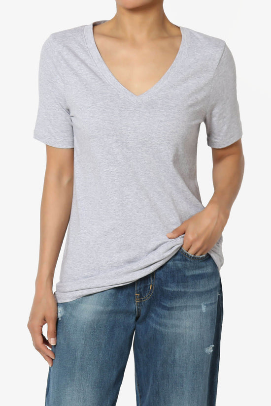 Load image into Gallery viewer, Elora V-Neck Short Sleeve T-Shirt HEATHER GREY_1
