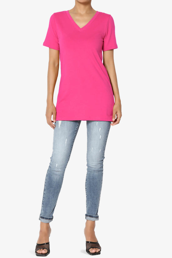 Load image into Gallery viewer, Elora V-Neck Short Sleeve T-Shirt HOT PINK_6
