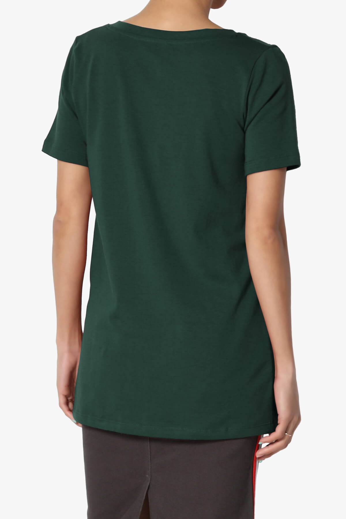 Elora V-Neck Short Sleeve T-Shirt HUNTER GREEN_2