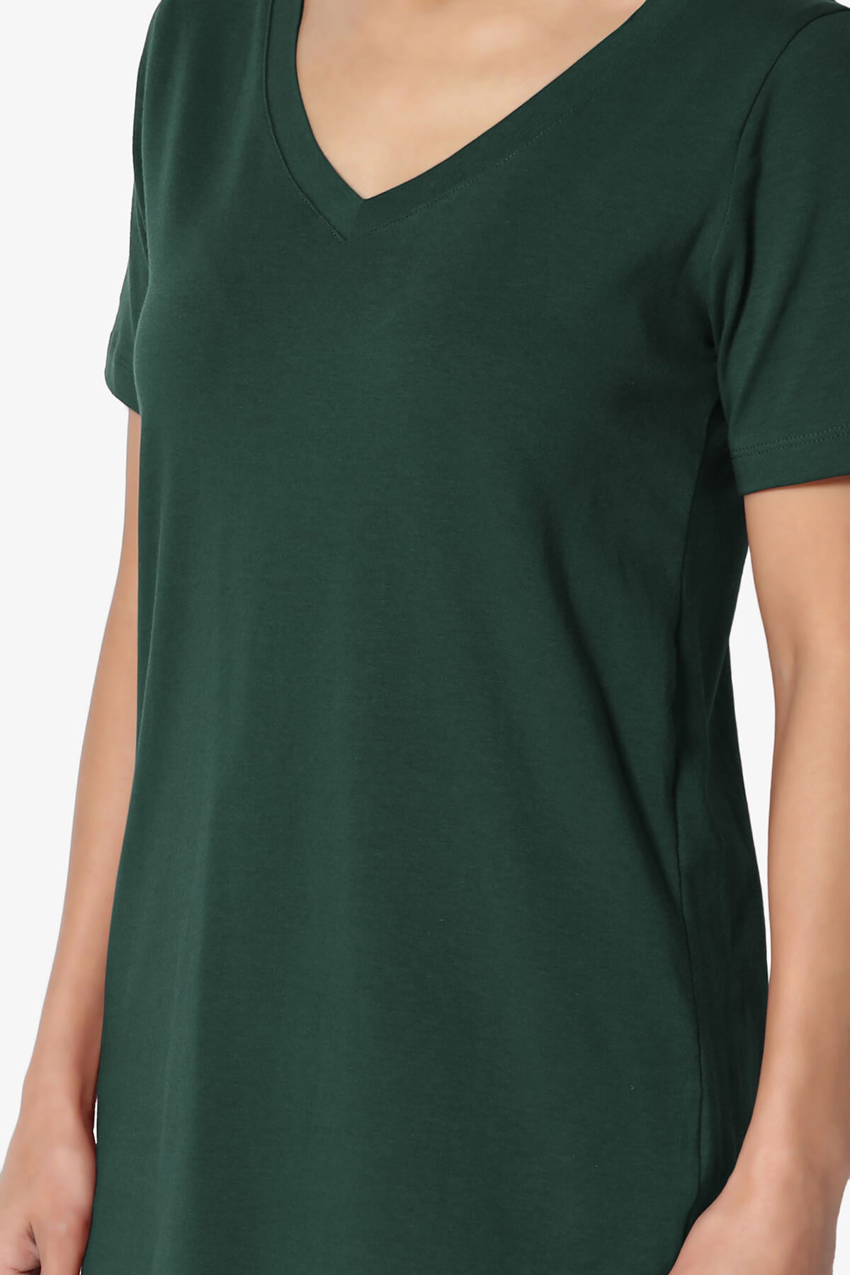 Elora V-Neck Short Sleeve T-Shirt HUNTER GREEN_5
