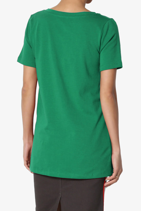 Elora V-Neck Short Sleeve T-Shirt KELLY GREEN_2