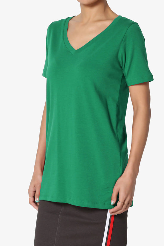 Elora V-Neck Short Sleeve T-Shirt KELLY GREEN_3