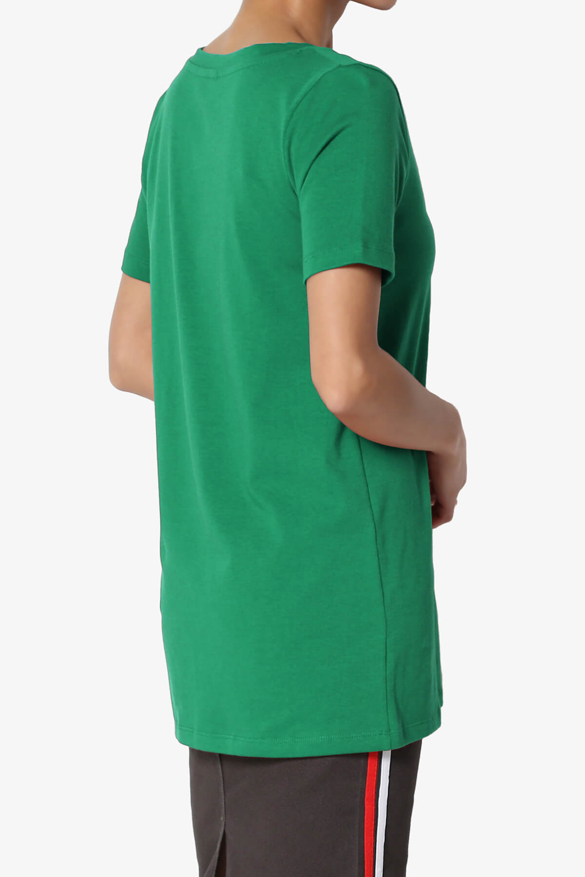 Elora V-Neck Short Sleeve T-Shirt KELLY GREEN_4