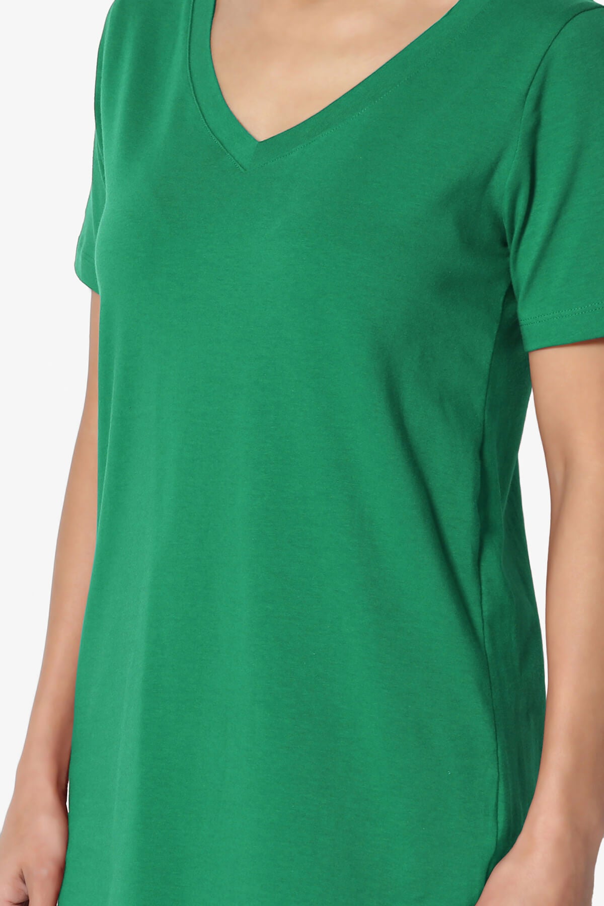 Elora V-Neck Short Sleeve T-Shirt KELLY GREEN_5