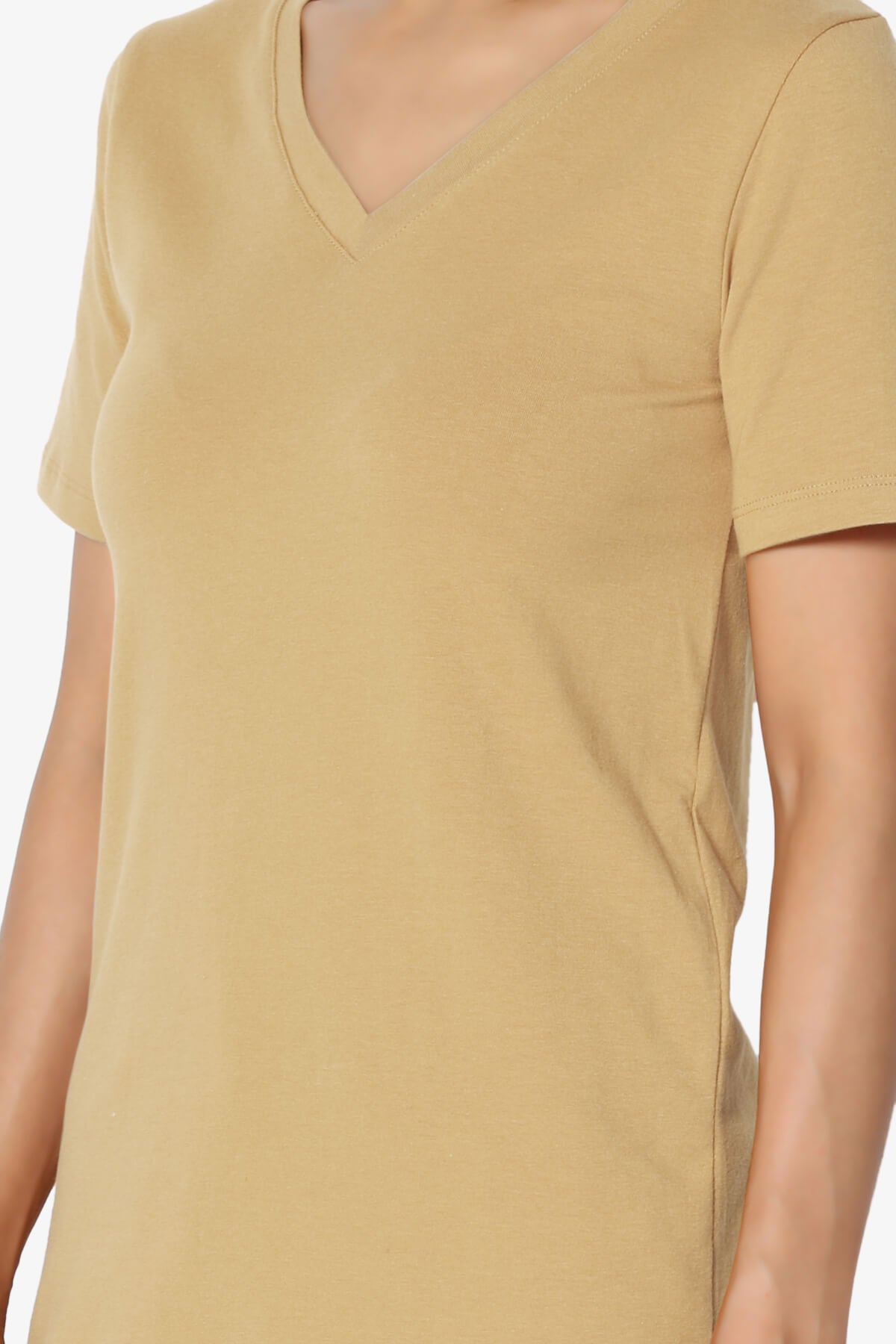 Elora V-Neck Short Sleeve T-Shirt KHAKI_5