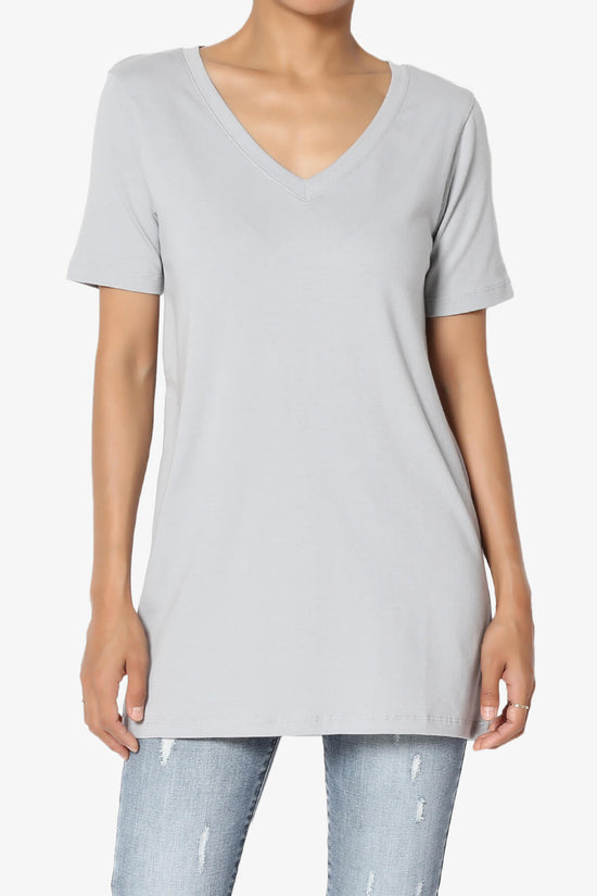 Elora V-Neck Short Sleeve T-Shirt LIGHT GREY_1