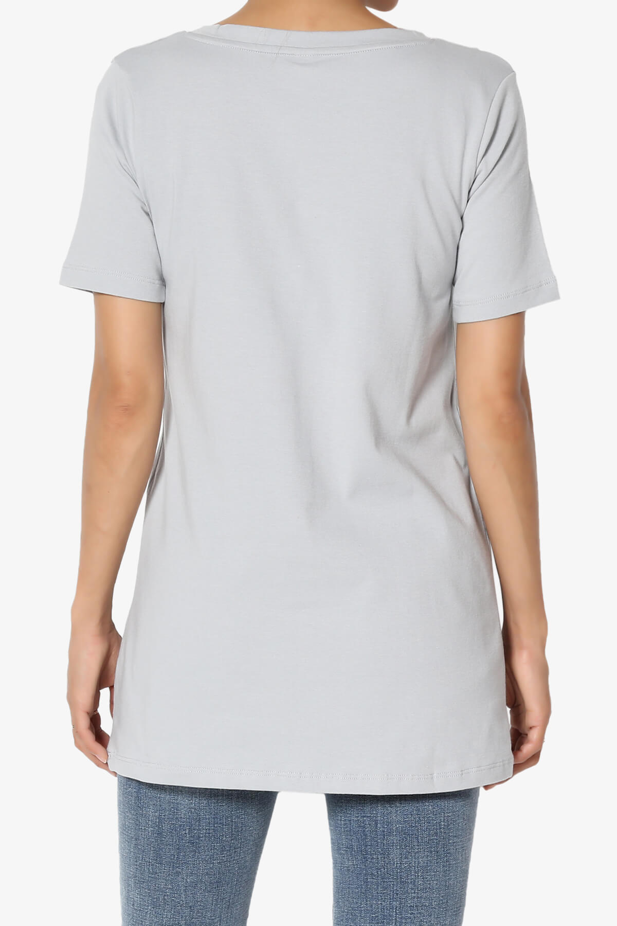 Elora V-Neck Short Sleeve T-Shirt LIGHT GREY_2