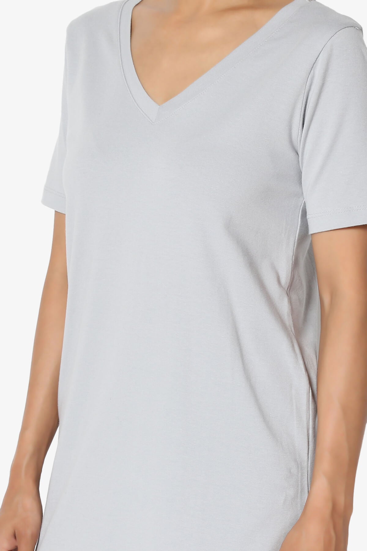 Elora V-Neck Short Sleeve T-Shirt LIGHT GREY_5