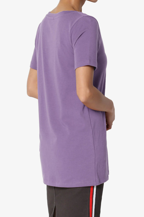 Elora V-Neck Short Sleeve T-Shirt LILAC GREY_4