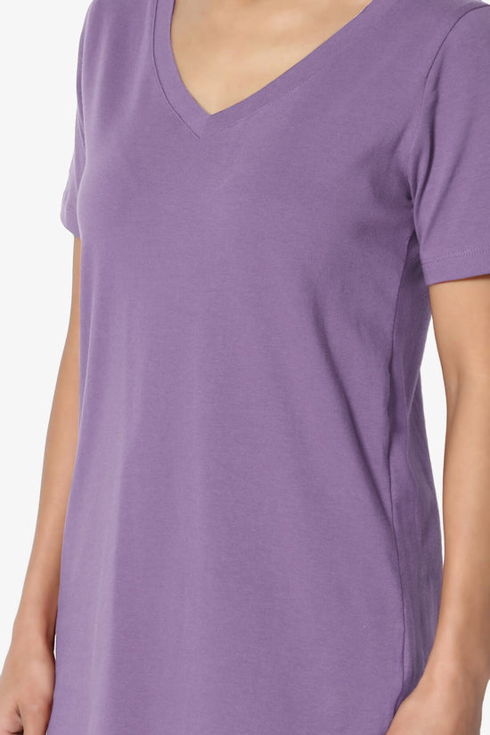 Elora V-Neck Short Sleeve T-Shirt LILAC GREY_5