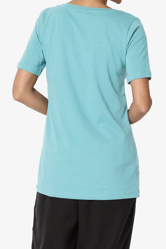 Elora V-Neck Short Sleeve T-Shirt MILKY BLUE_2