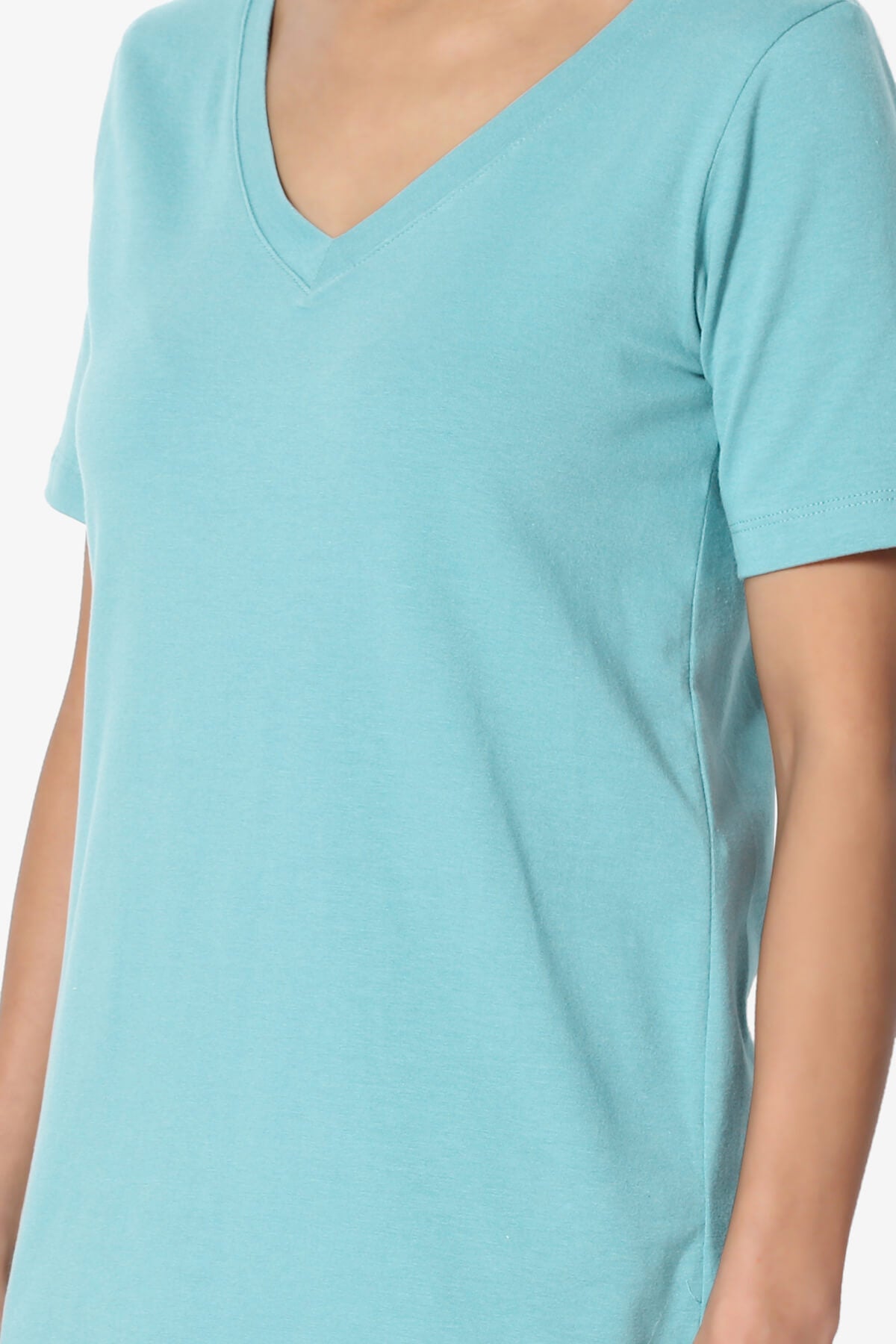 Elora V-Neck Short Sleeve T-Shirt MILKY BLUE_5