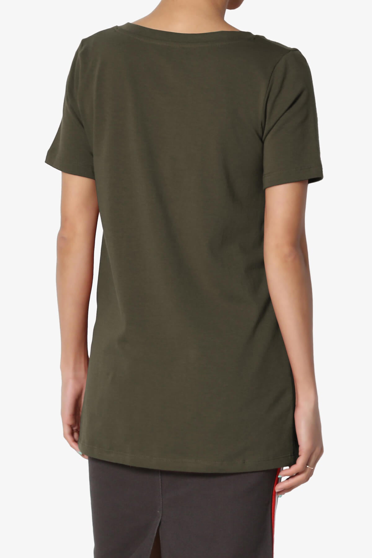 Elora V-Neck Short Sleeve T-Shirt OLIVE_2
