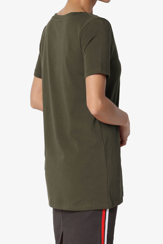 Elora V-Neck Short Sleeve T-Shirt OLIVE_4