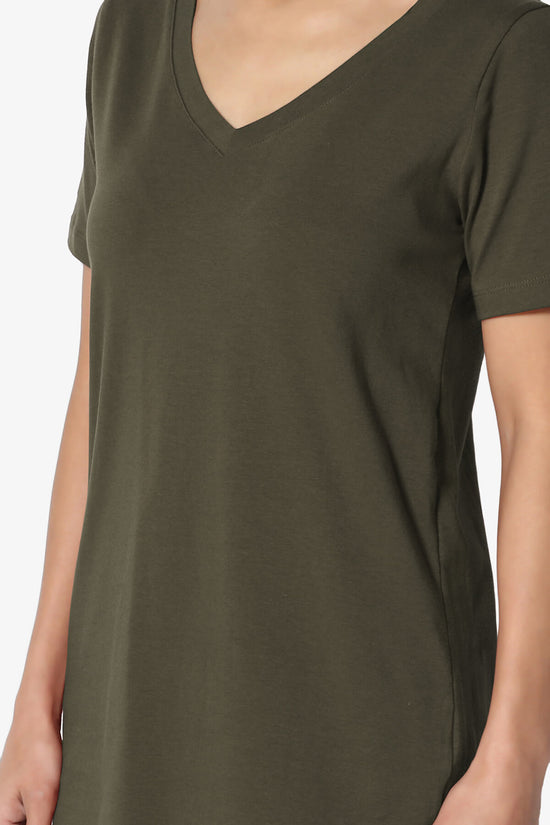 Elora V-Neck Short Sleeve T-Shirt OLIVE_5