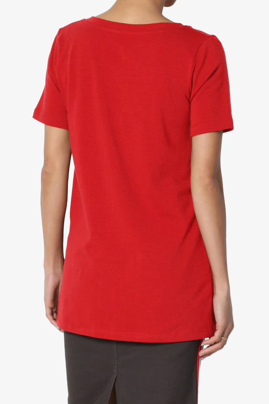 Elora V-Neck Short Sleeve T-Shirt RED_2