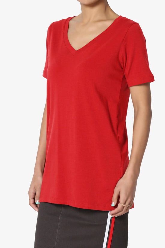 Elora V-Neck Short Sleeve T-Shirt RED_3
