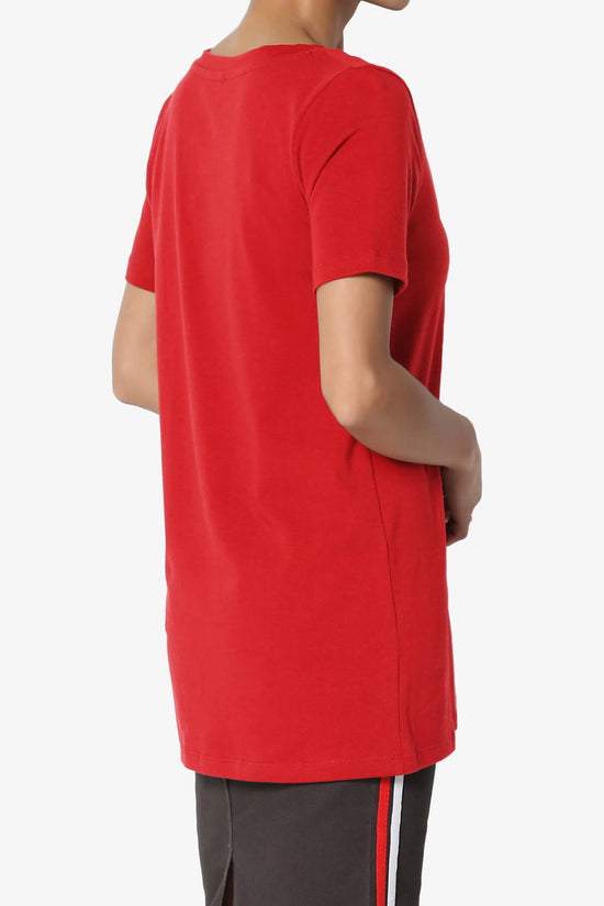 Elora V-Neck Short Sleeve T-Shirt RED_4