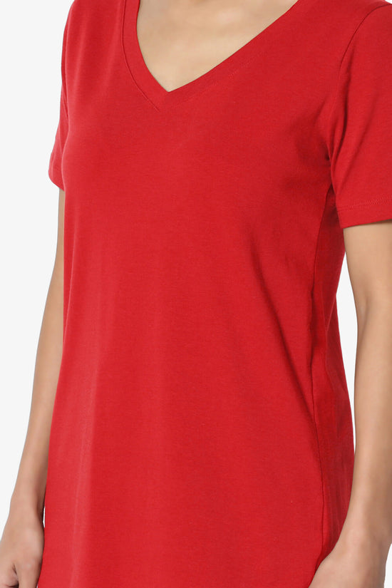 Elora V-Neck Short Sleeve T-Shirt RED_5